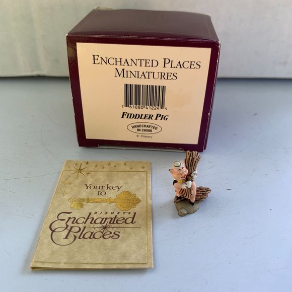 Disney WDCC Enchanted Places Fiddler Pig Miniature With COA From 1990s - Picture 1 of 8